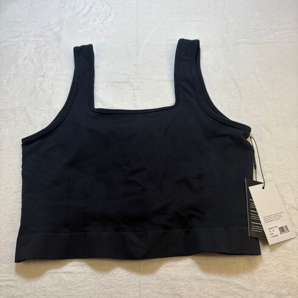 Knix BlissFit Seamless Tank XXL Black Longline Sports Bra Medium Impact NWT